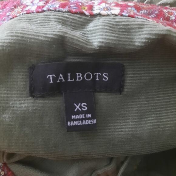 Talbots Womens Green Corduroy Ruffle Collar Long Sleeve Popover Top Size XS - Picture 3 of 5